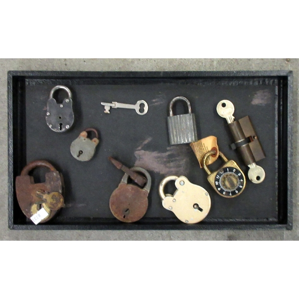 8 Vintage Padlocks & Combo Locks & a Key