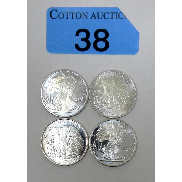 4 x 1/4 Oz .999 Silver Walking Liberty Rounds 