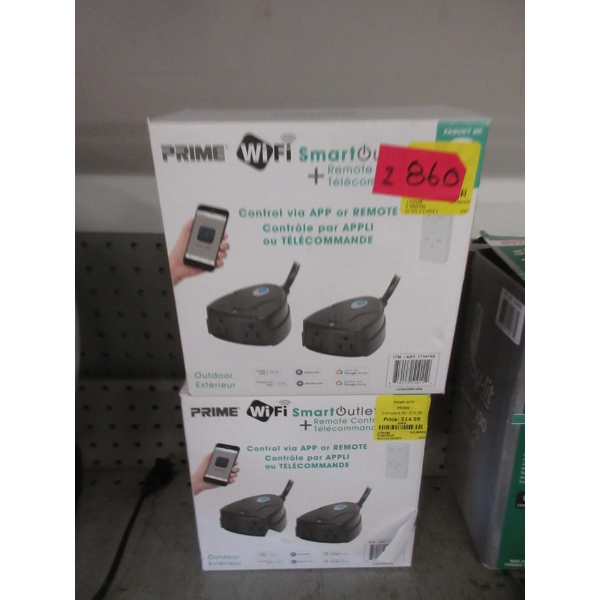2 Sets of 2 Prime WiFi Smart Outlets w/ Remotes