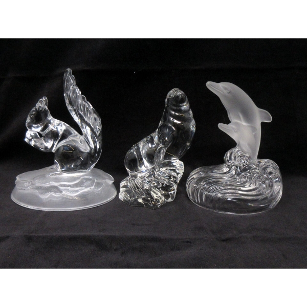 6" Tall Crystal Squirrel, Dolphins & Seal Figurines 