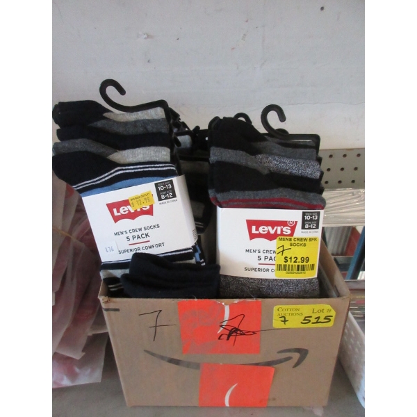 7 New 5 Packs of Levi's Men's Crew Socks 