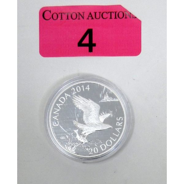 1 Oz .9999 Silver 2014 Bald Eagle with Fish Coin 