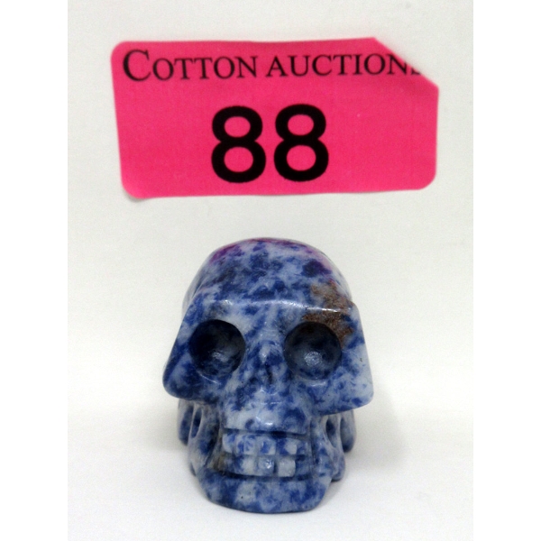 246 Carat Hand Carved Blue Jasper Skull