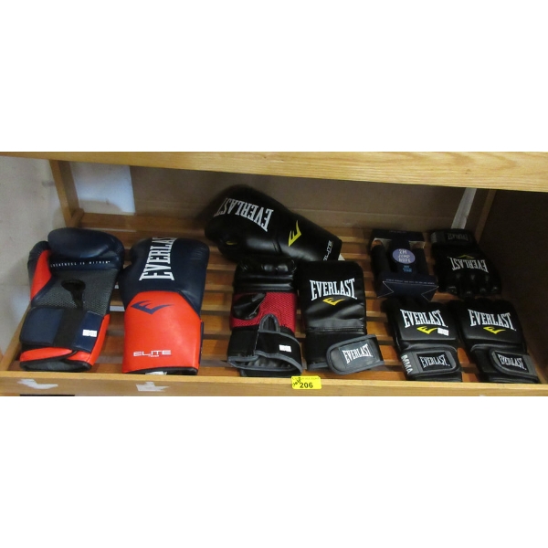 Shelf Lot of Everlast MMA Gloves & 1 Jump Rope