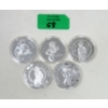 Image 1 : 5 x Silver Clad NUDE Girl Art Rounds