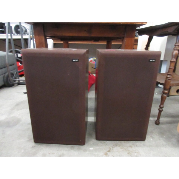 Pair of AKAI Speakers - 12" x 13" x 23" tall