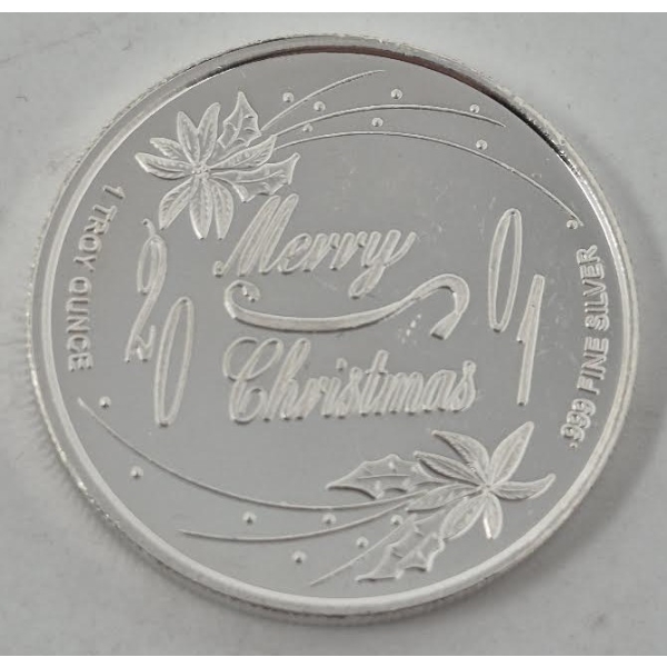 1 Oz .999 Silver Christmas Round 
