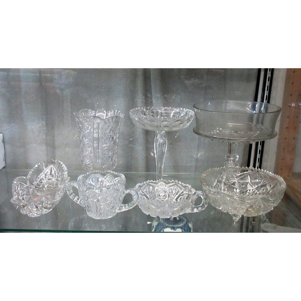 7 Piece Lot of Crystal Compotes, Vases and More