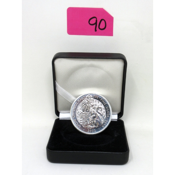 2 Oz .999 Silver 2022 Lion of England Coin 