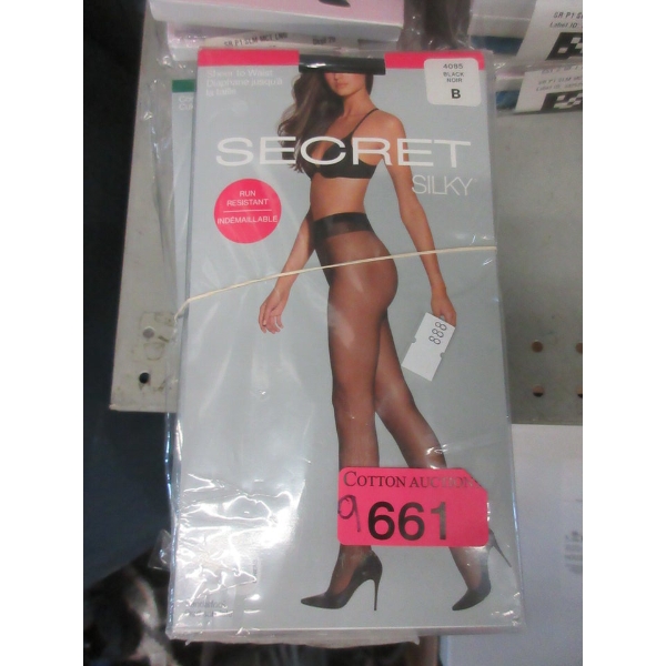 9 Pairs of New Secret Silky Pantyhose - Size B