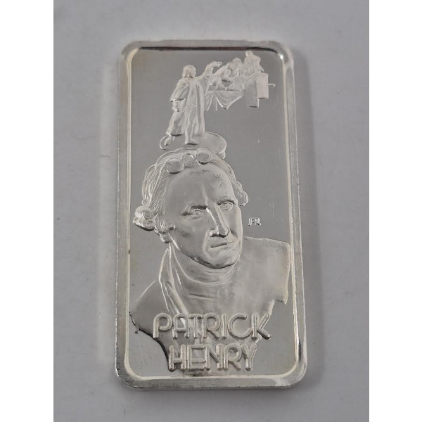 1 Oz .999 Silver Patrick Henry Bar