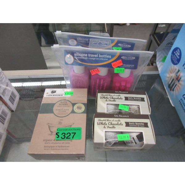 3 Sets of Bath Bombs & 2 Silicone Travel Bottle Sets