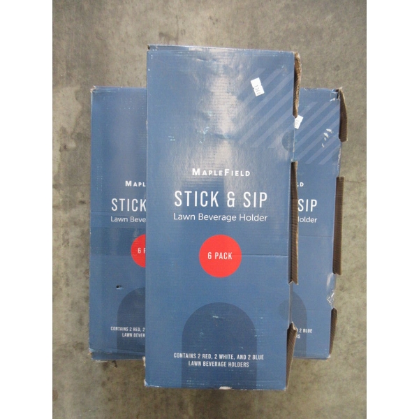 3 New Sets of 6 Stick & Sip Lawn Beverage Holders