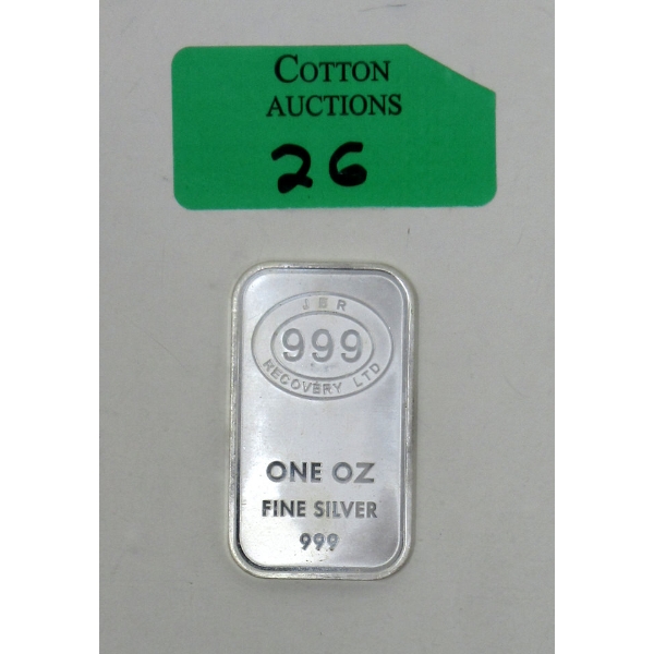 1 Oz .999 Silver JBR Bar 