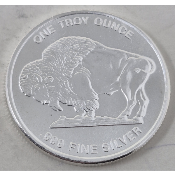 1 Oz .999 Silver Indigenous/Buffalo Art Round 