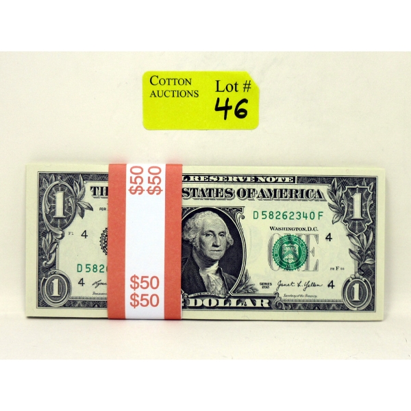 50 x $1 USD Uncirculated Sequential Numbered Bundle 