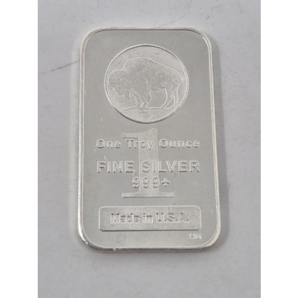 1 Oz .999+ Silver USA Buffalo Bar