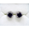 Image 1 : New .925 Silver 1 CTW Amethyst Earrings w/Diamond