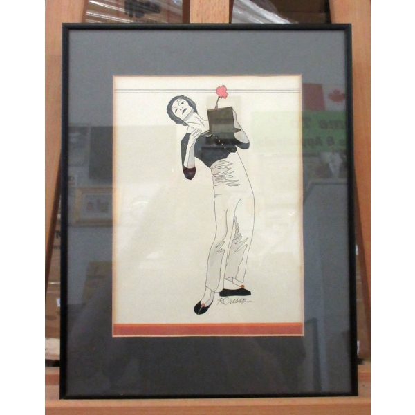 K. Cresap Pen & Ink Drawing of Marcel Marceau