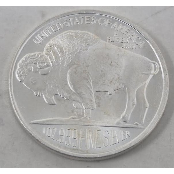 1 Oz .999 Silver Indigenous/Buffalo Art Round 