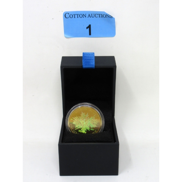 RARE 1 Oz .99999 Fine Gold 2020 Hologram Maple Leaf Coin 