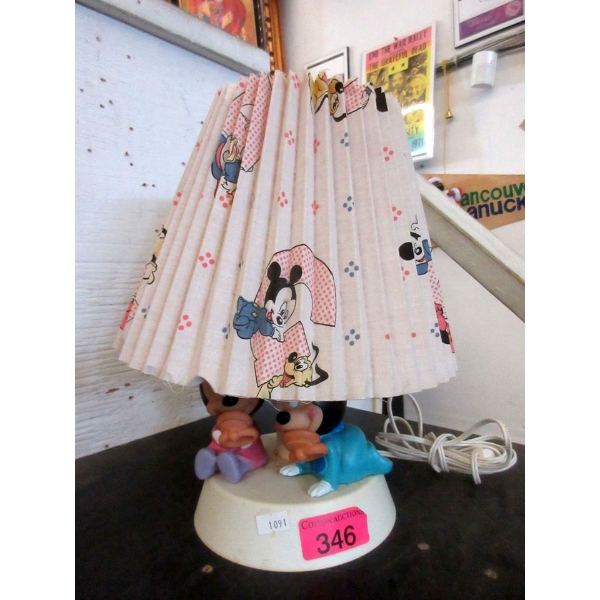 Vintage Walt Disney Nursery Lamp - 14" Tall