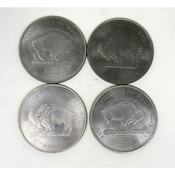 4 x 1 Oz. Fine Titanium Rounds