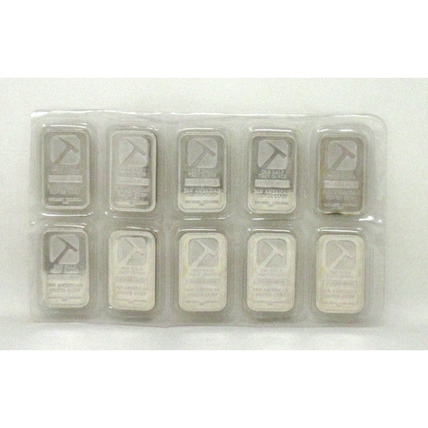 UNCUT 10 x 1/2 Oz .999 Silver Pan American Bars 