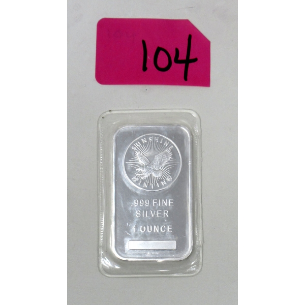 1 Oz .999 Silver Sunshine Minting Bar 
