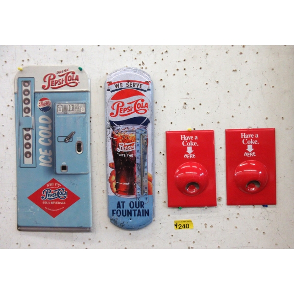 2 New Coca-Cola Bottle Openers & 2 Pepsi Wall Signs
