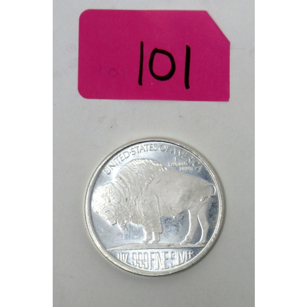 1 Oz .999 Silver Indigenous/Buffalo Art Round 