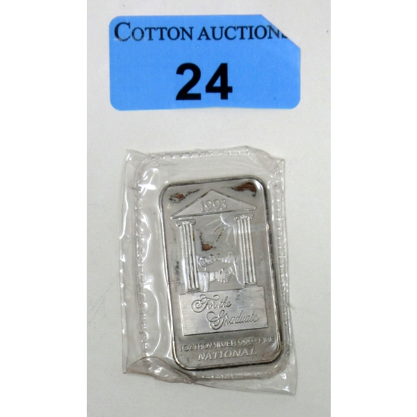 Vintage 1 Oz .999+ Silver 1993 Graduate Bar 