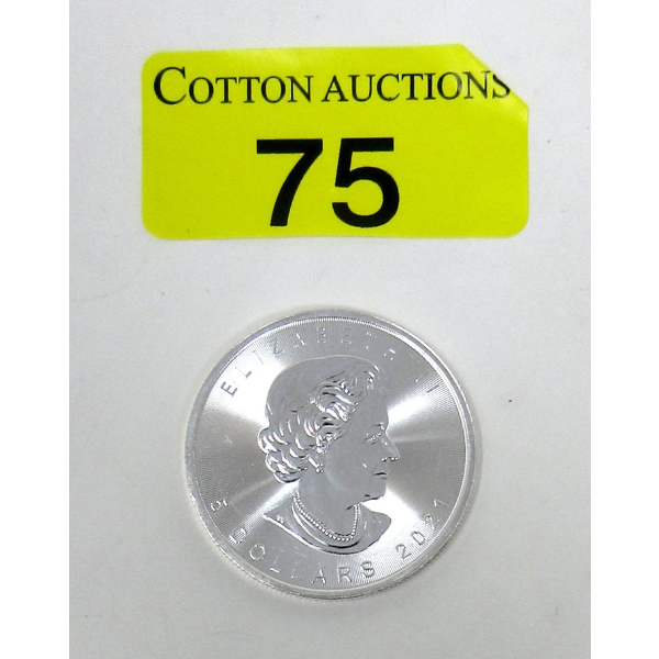 1 Oz .9999 Silver 2021 Maple Leaf Coin 