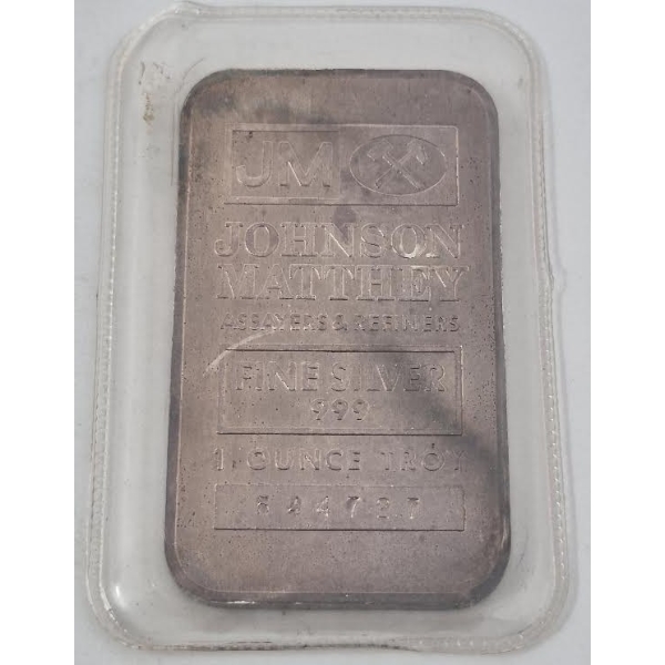 1 Oz .999 Silver JM Johnson Matthey Bar