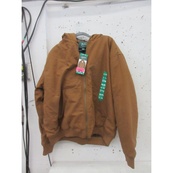 Men's Brown  Woolrich Fleece Lined Hooded Jacket