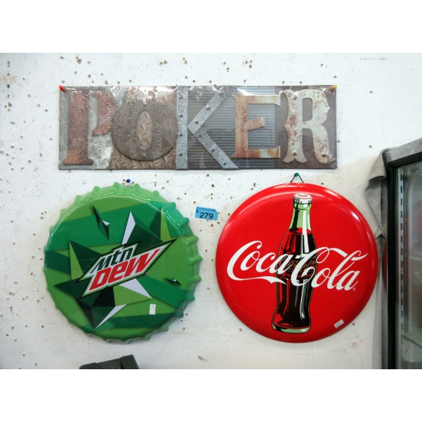 New Metal Coke, Mountain Dew, & Poker Sign