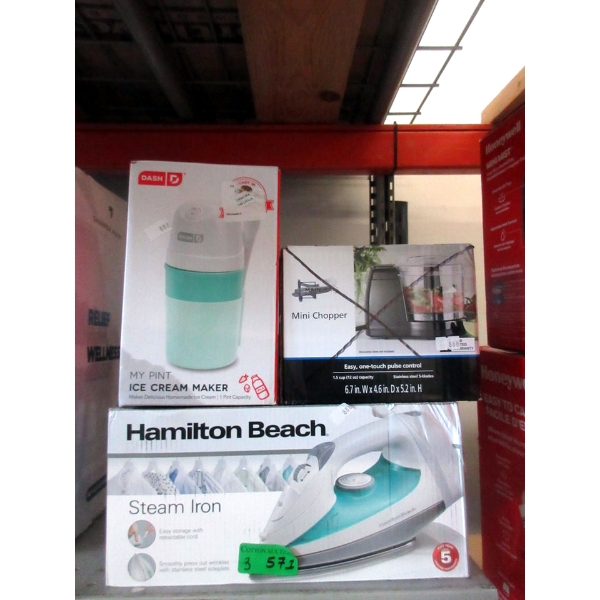 Pint Ice Cream Maker, Steam Iron and Mini Chopper