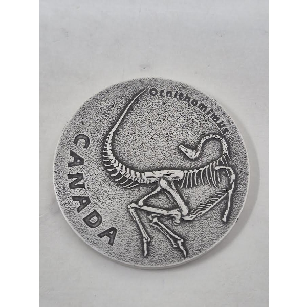 1 Oz .9999 Silver Ancient Canada Ornithomimus Coin 