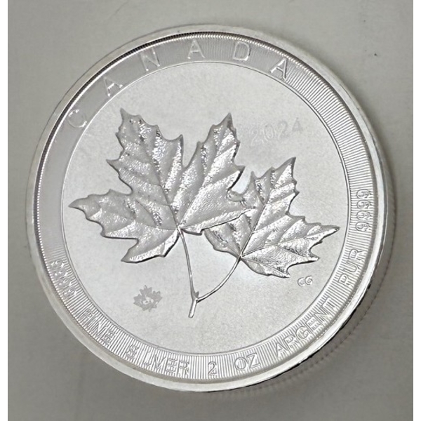 2 Oz .9999 Silver 2024 Maple Leaves Coin 