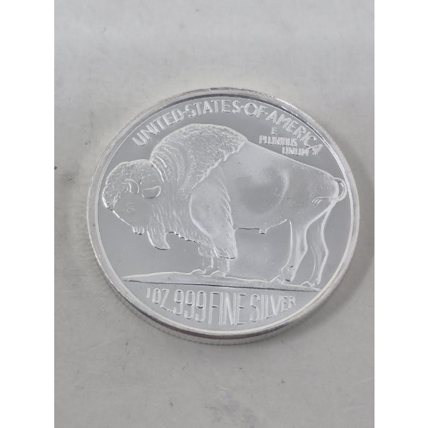1 Oz .999 Silver Indigenous/Buffalo Art Round 