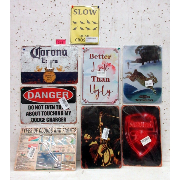 8 New Metal Novelty Wall Signs