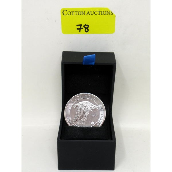 1 1/2 Oz .9999 Silver Snow Falcon Coin