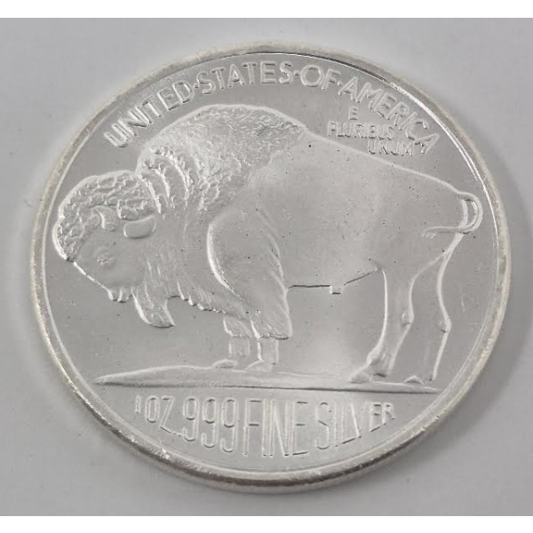 1 Oz .999 Silver Buffalo/Indigenous Art Round 