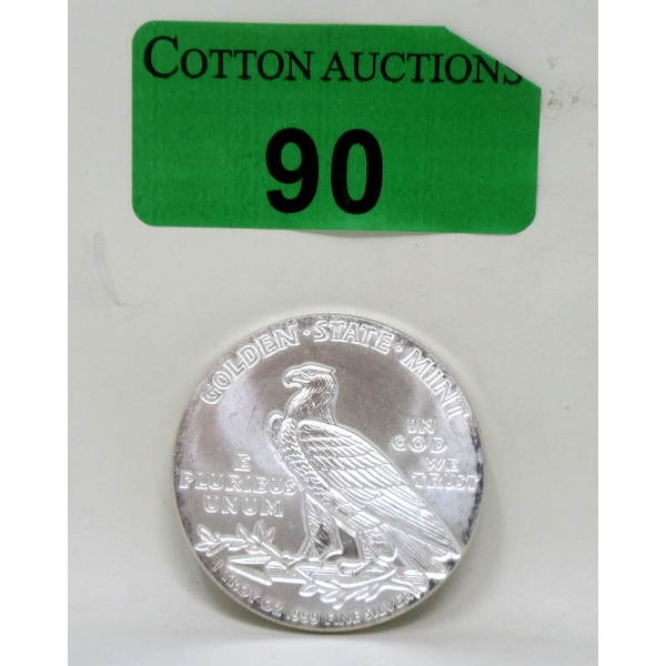 1 Oz .999 Silver Liberty/Eagle Golden State Mint Round 