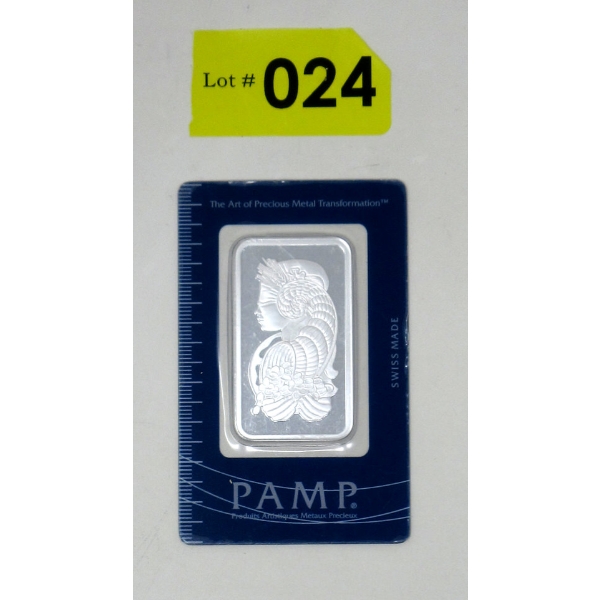 1 Oz .999 Silver PAMP Suisse Certified Bar 