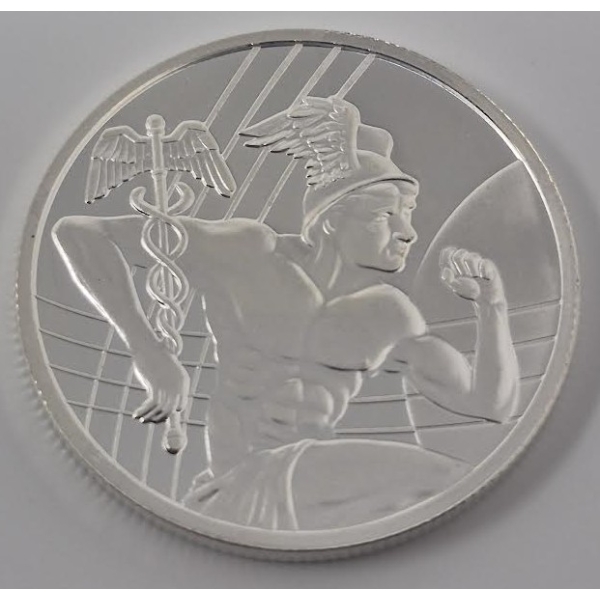 1 Oz .999 Silver Roman God Mercury Round 