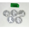 Image 1 : 5 x 1 Oz Silver Clad Nude Art Challenge Rounds