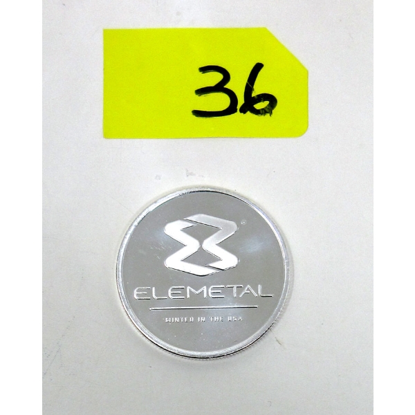1 Oz .999 Silver Elemetal Round 