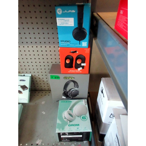 4 Piece Lot of Assorted Headphones & Speaker