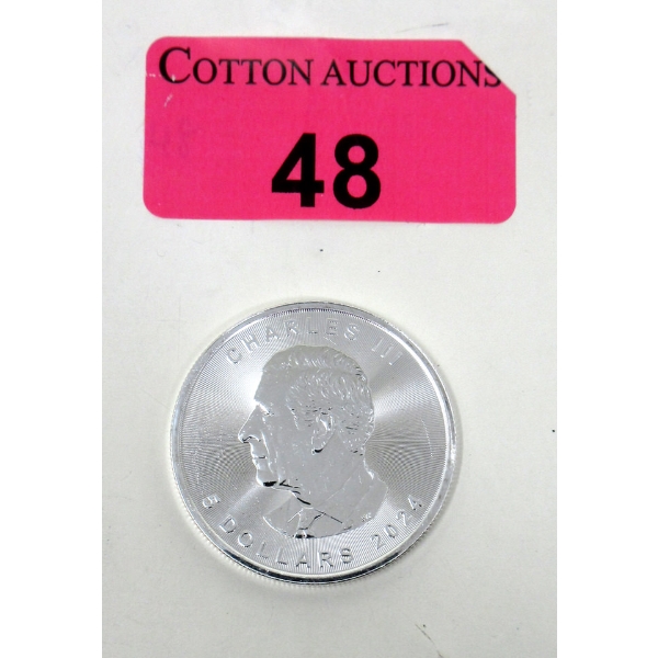 1 Oz .9999 Silver 2024 Canada Maple Leaf Coin 